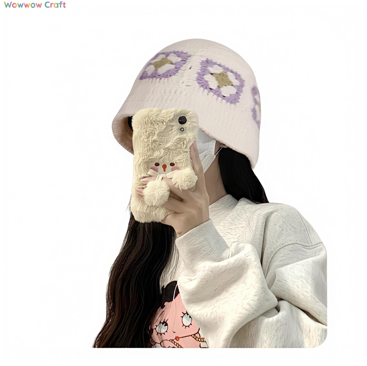 Crochet Hat,Granny Square Crocheted Bucket Hat - Crochet Hat